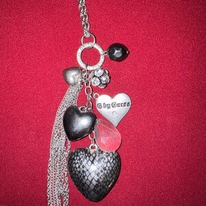 G by Guess Vintage Y2K  Silver and Black Heart Necklace